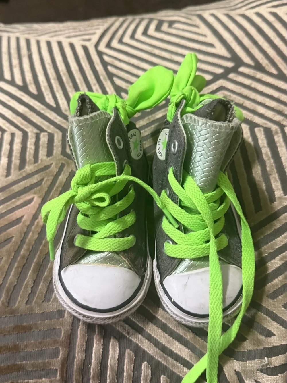 Converse Kids High-Top Sneakers in Neon Green and Silver